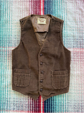 70s Lee Brown Brushed Cotton Vest M